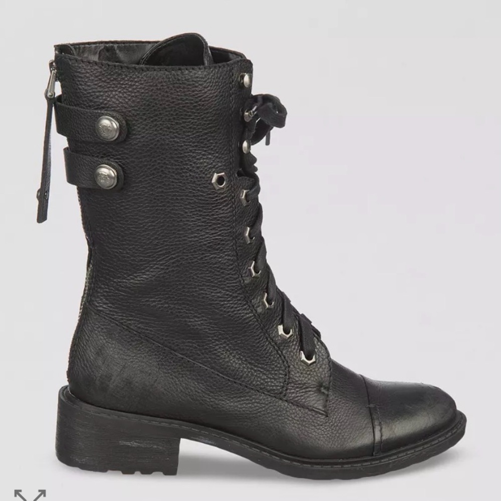 Sam Edelman Darwin Black Leather Lace-Up Combat Boots size 9.5
